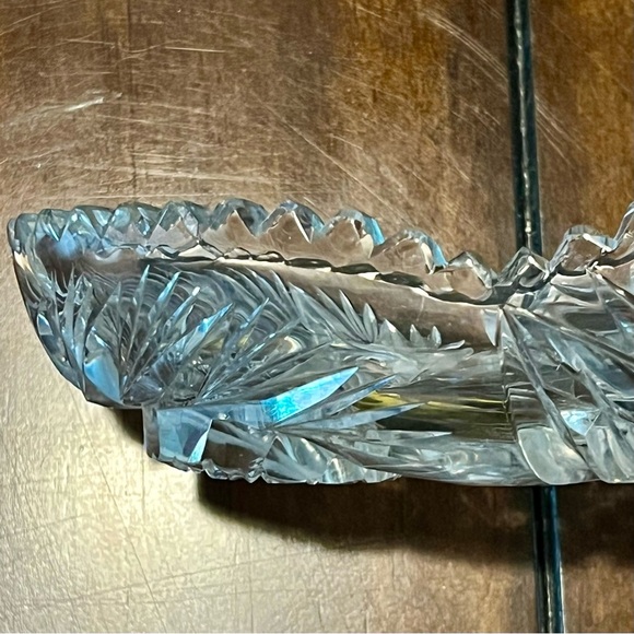 Vintage American Brilliant Cut Glass Crystal Relish Dish – Starburst Pattern - Picture 9 of 13